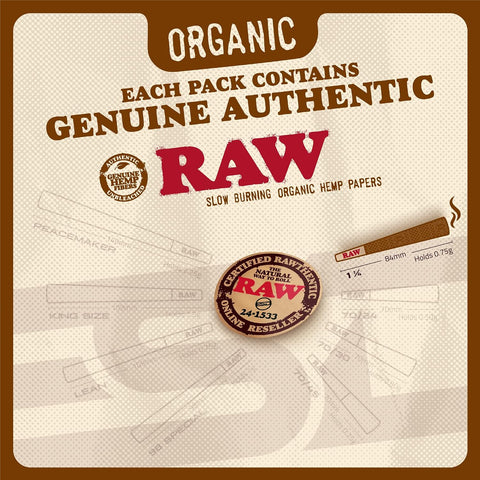 RAW Organic 1 1/4 Pre-Rolled Cones with Filter (900 Pack)