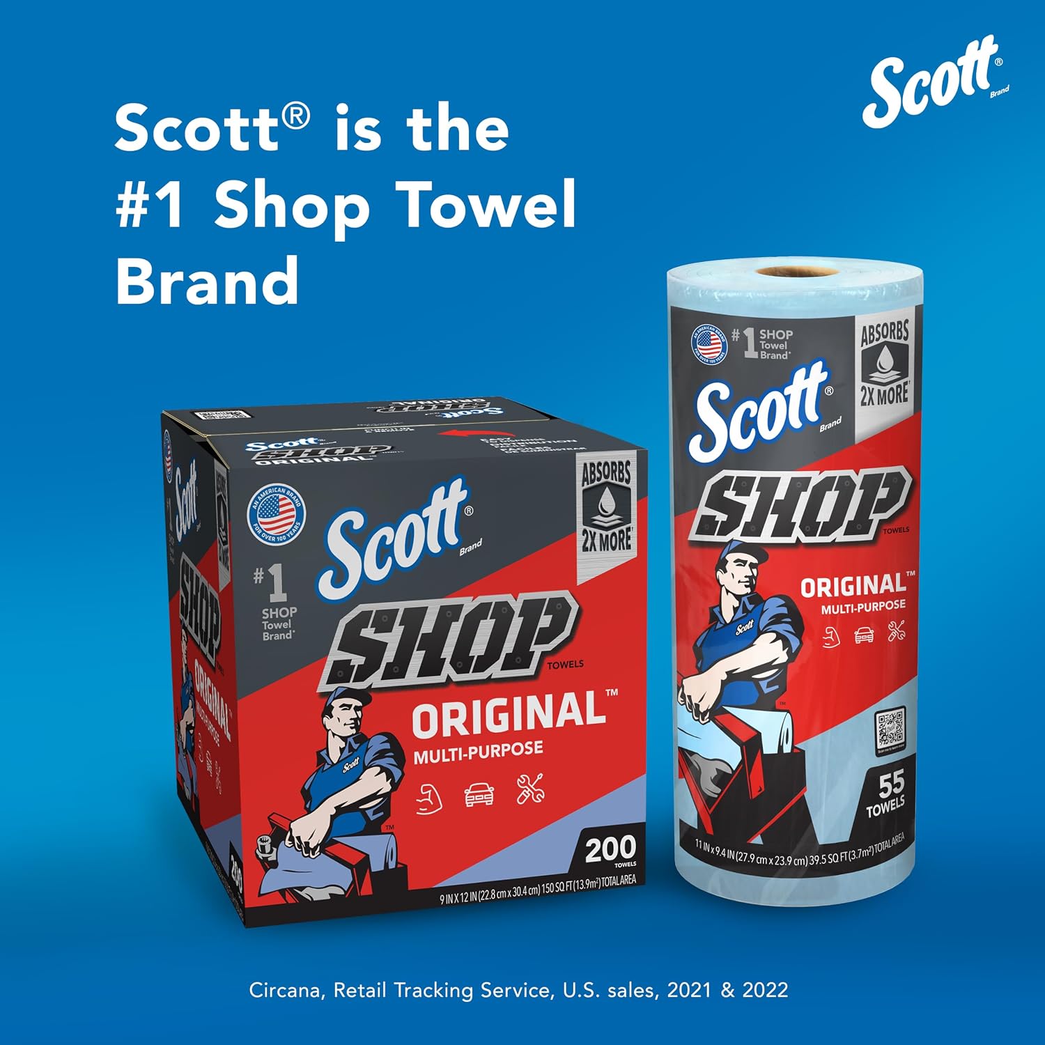 Scott Shop Towels Original Big Rolls, 60 Towels/Roll, 24 Big Rolls/Case