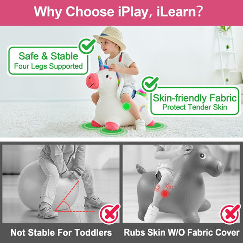 Bouncy Pals Toddler Unicorn Hopper Toy Girl Gift, Outdoor Ride Animal Horse