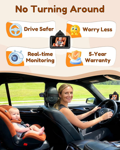 Rohent Baby Car Camera HD 1080P - Rear-Facing Infant Monitor Clear Picture