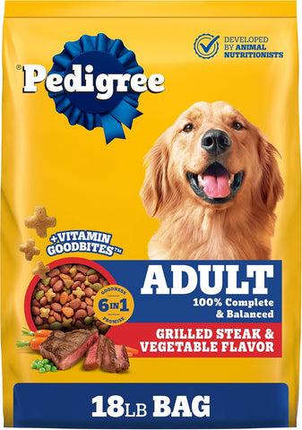 Pedigree Complete Nutrition Dry Dog Food, Steak & Vegetable, 18 lb