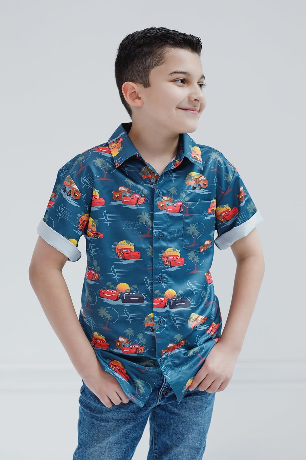 Disney Boys' Short Sleeve Button-Down Shirt for Baby & Kids