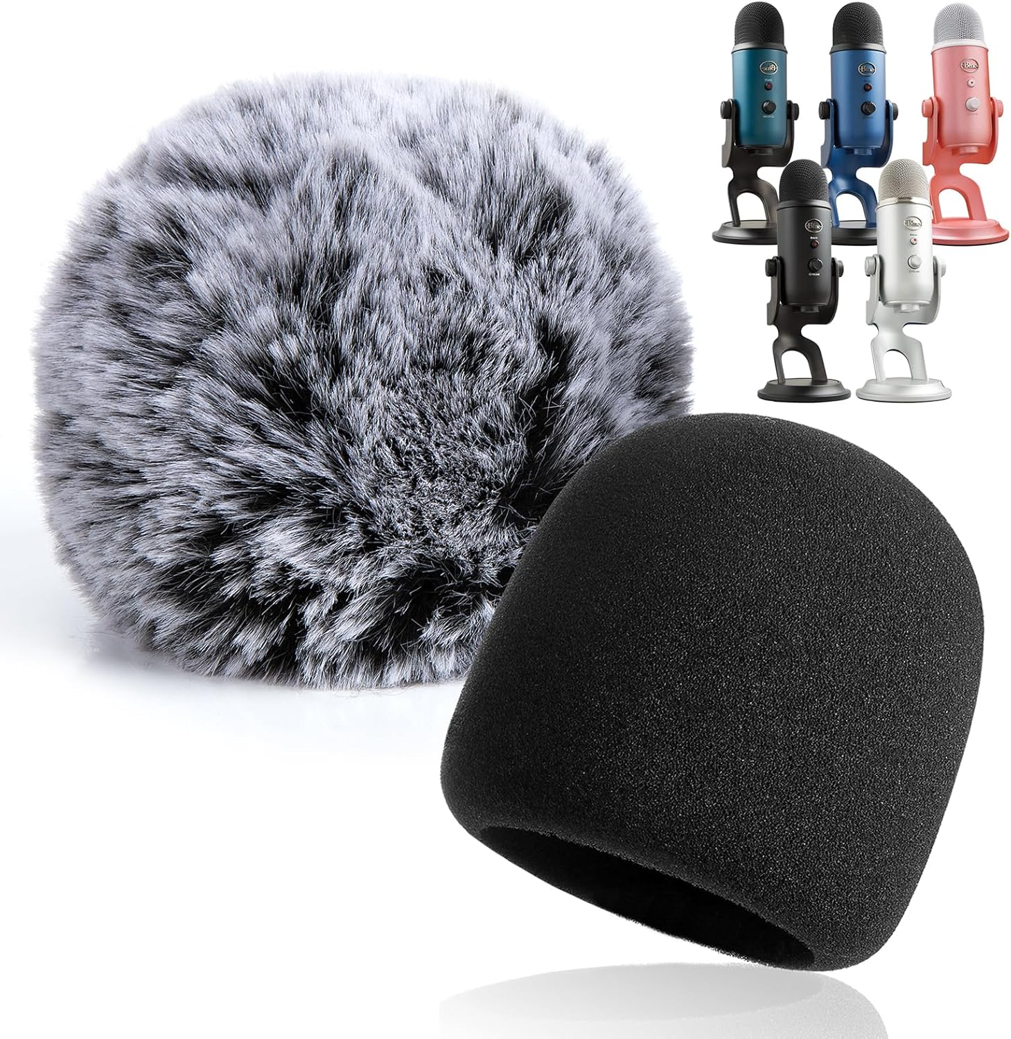 YOUSHARES 2PCS Blue Yeti Pop Filter for Blue Yeti Microphone, Yeti Foam Windscreen with Dead Cat Blue Yeti Mic Cover for Yeti Mic and Blue Yeti Pro USB Microphone