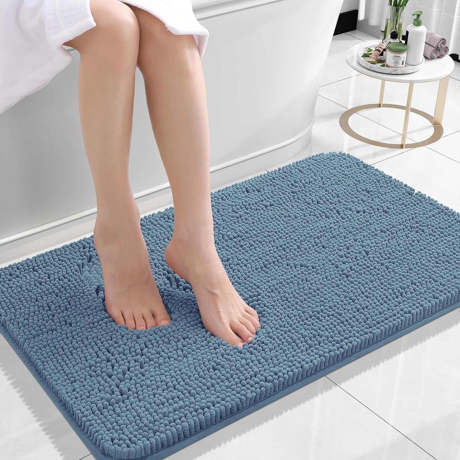 OLANLY Small Bathroom Rugs 30x18, Extra Soft Absorbent Chenille Bath Rugs
