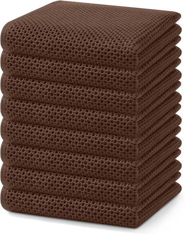 Homaxy 100% Cotton Waffle Weave Kitchen Dish Towels 8-Pack, Coffee