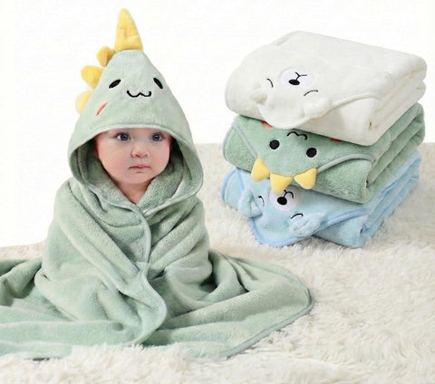 Hooded Baby Towel - Premium Soft Bath Towel for Baby, Newborn,Infant - Ultra Absorbent,Natural Baby Stuff Towel, Soft Coral Velvet Coral Fleece Bath Towel for Boys and Girls (Green Elephant)