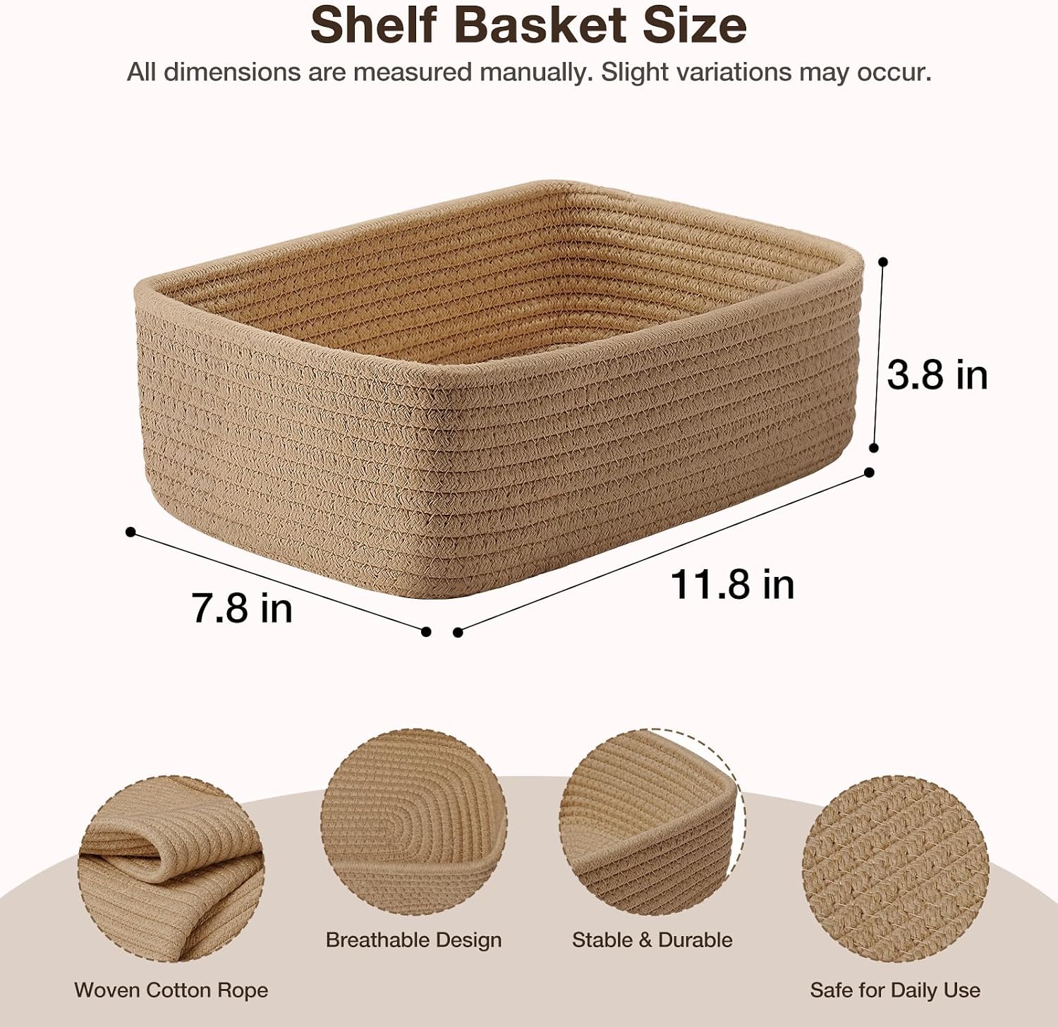 3 Pack Small Baskets for Organizing, Woven Storage Baskets for Shelves