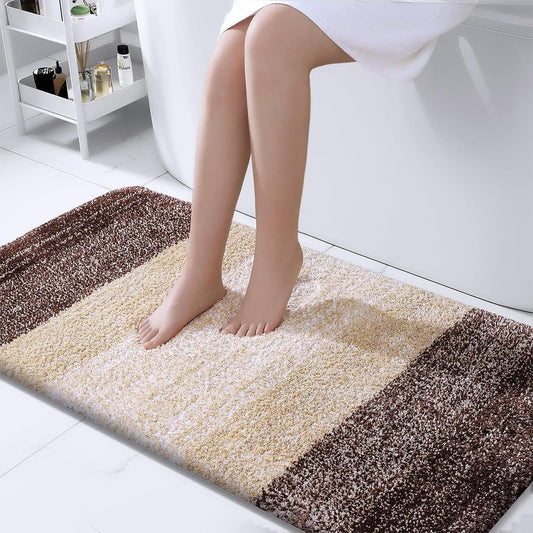 OLANLY Bathroom Rug Mat 44x24, Extra Soft and Absorbent Microfiber Bath Rugs, Non-Slip Plush Shaggy Bath Carpet Runner, Machine Wash Dry, Bath Mats for Bathroom Floor, Tub and Shower, Brown