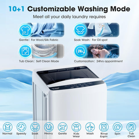 15.7lbs Portable Washing Machine, Full Automatic Protable Washer For Apt