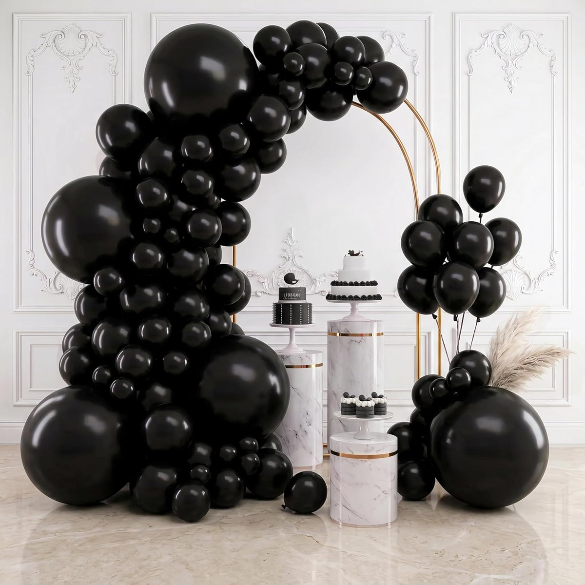 RUBFAC Balloons Black Balloon Arch for Black Birthday Decorations 154pcs