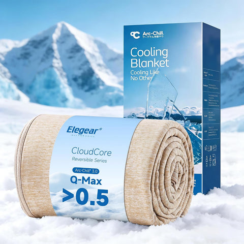 Elegear Arc-Chill 3.0 Cooling Blankets for Hot Sleepers, Throw Size, Beige