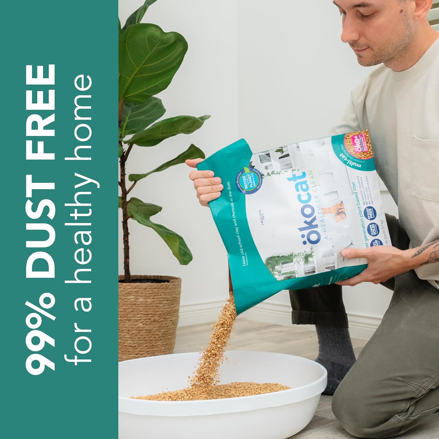 ökocat Multi-Cat Natural Wood Clumping Cat Litter, Odor Control, 26 Lbs