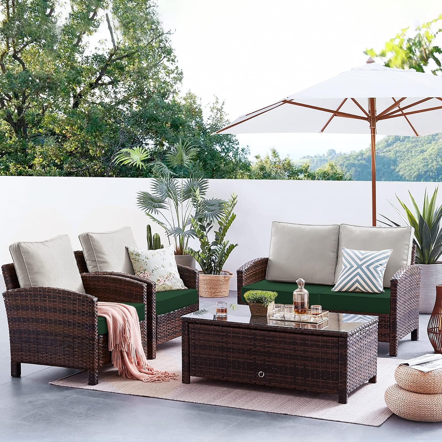 Favoyard Patio Chair Cushions 24 x 24 x 4 Inch Waterproof Outdoor Seat