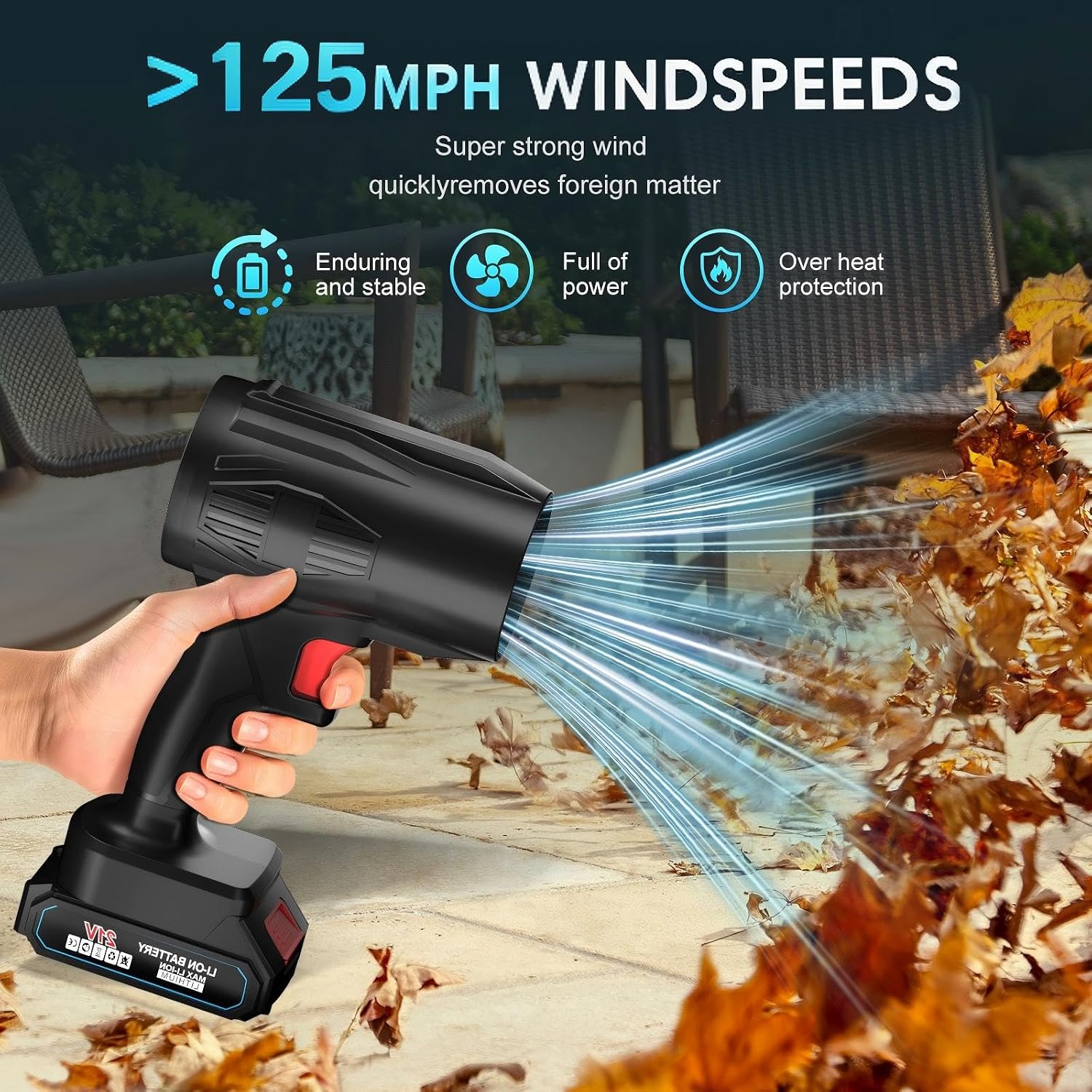 Leaf Blower, Electric Cordless Leaf Blower,Lightweight Blower（Black）