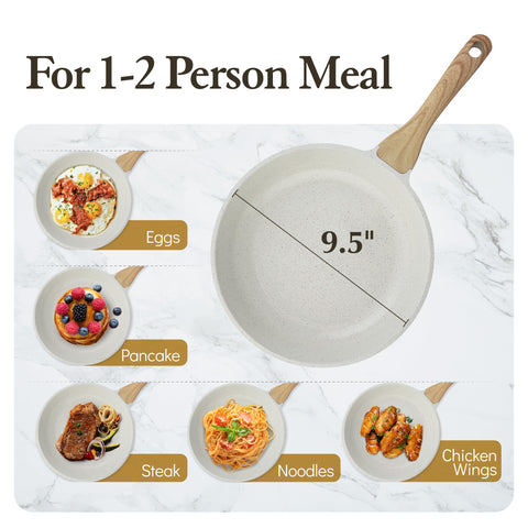 SENSARTE Nonstick Ceramic Frying Pan Skillet, 9.5 Inch Omelet Pan, Healthy Non Toxic Chef Pan, Induction Compatible Egg Pan with Heat Resistant Handle, PFAS-Free