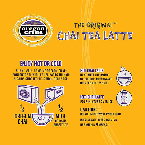 Oregon Chai Slightly Sweet Chai Concentrate, 32 Fluid Ounce (Pack of 6)