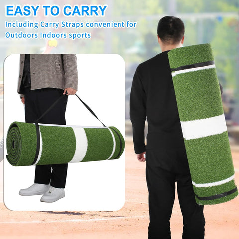 Softball Pitching Mat 10' x 3' with Pitching Mound-Green/Red