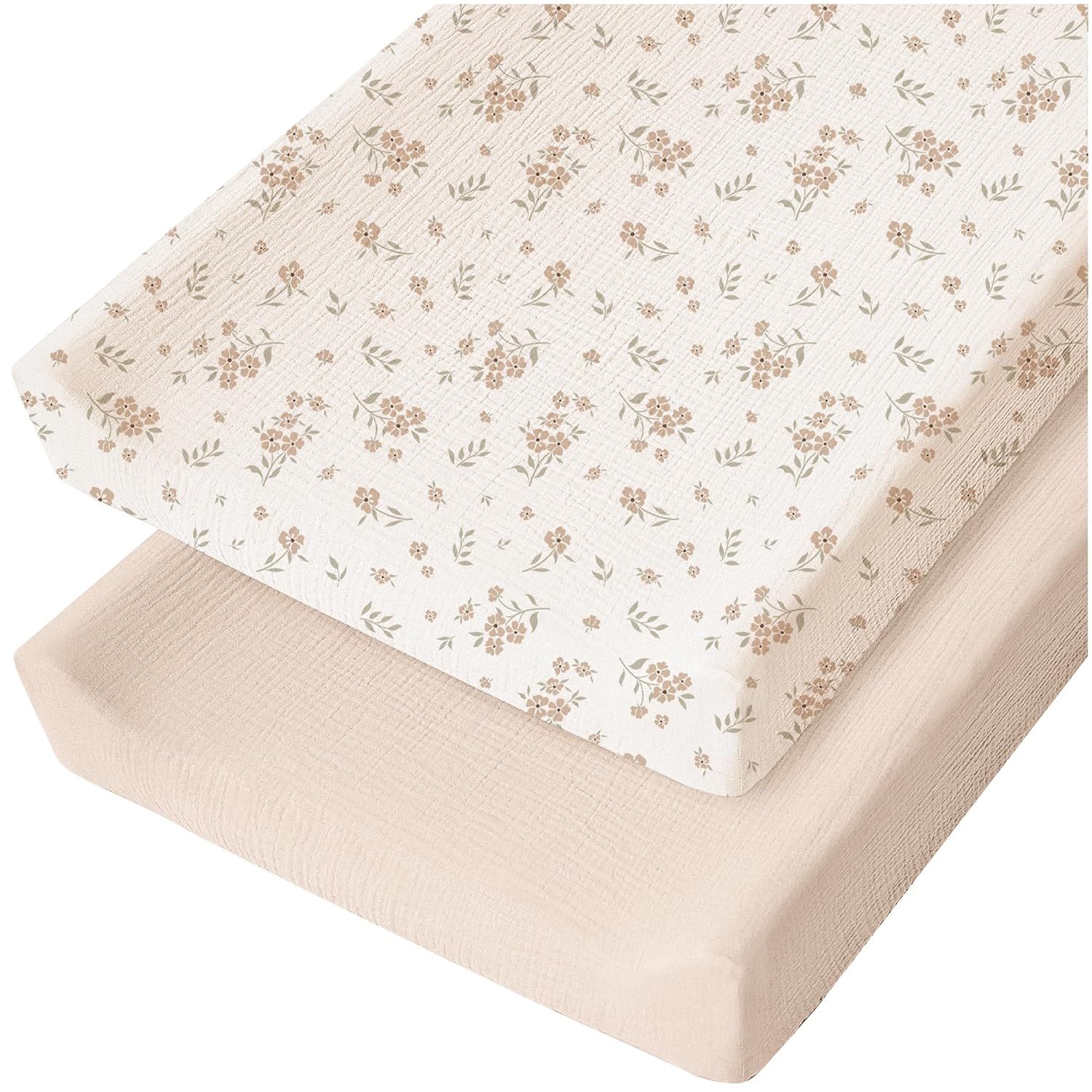 Konssy 2 Pack Muslin Changing Pad Covers for Baby Girls Boys, 32"x16"
