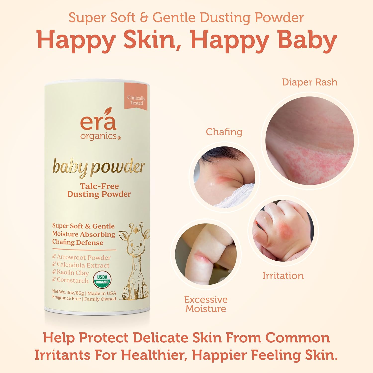 Talc-Free Organic Baby Powder - Non-Toxic Dusting Powder for Baby & Body