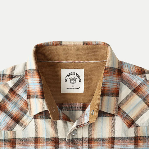 Dubinik® 6 oz Flannel Shirt for Men Western Pearl Snap Shirts Long Sleeve