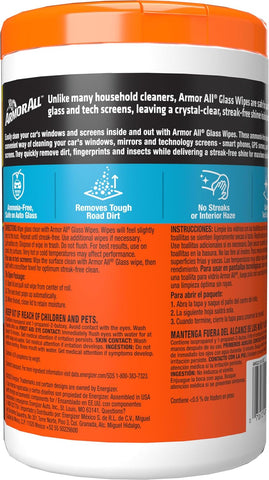Armor All Car Glass Wipes, Auto Glass Cleaner, 90 Count