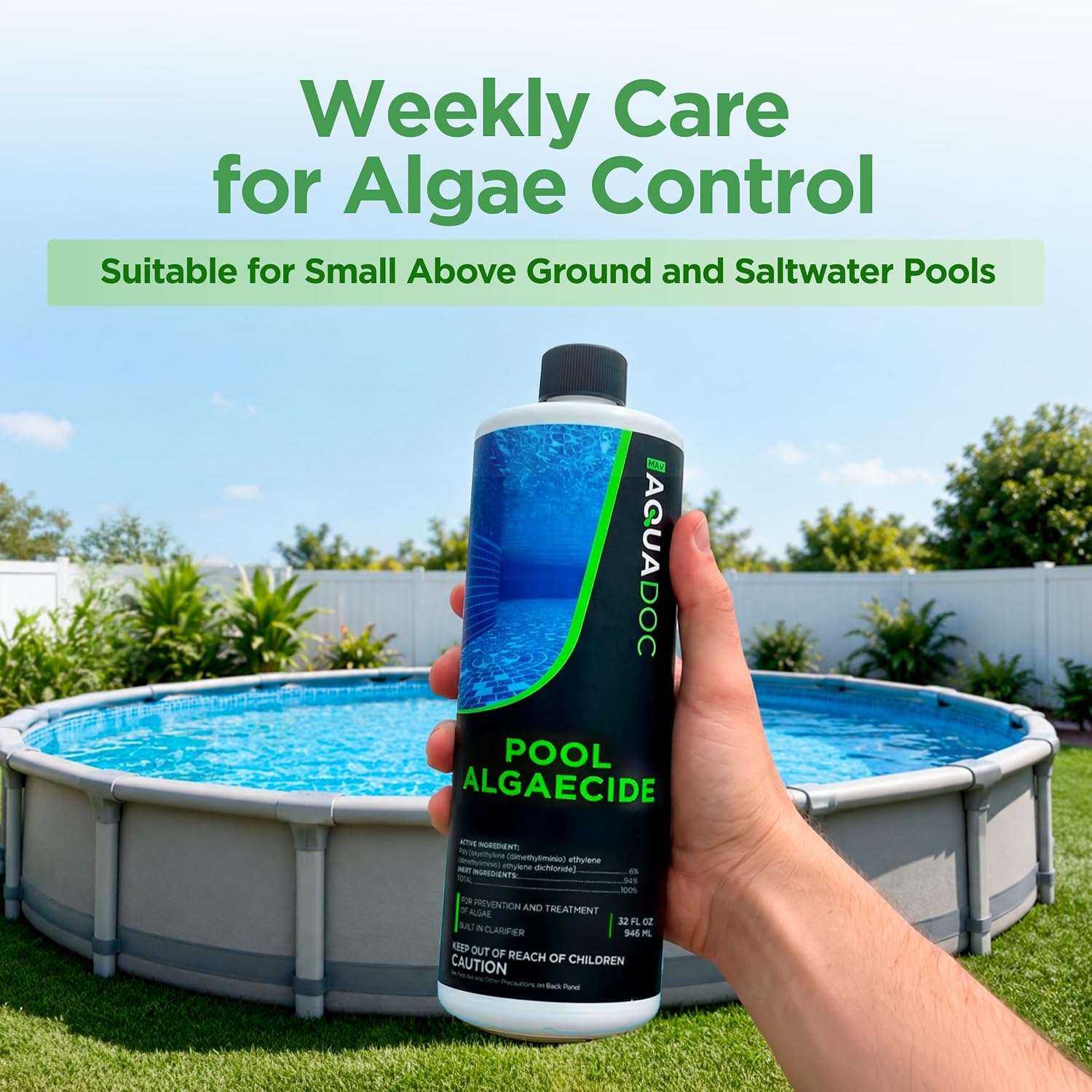 AquaDoc Liquid Algaecide for Swimming Pools 32 oz - Up to 2,500 Gallons