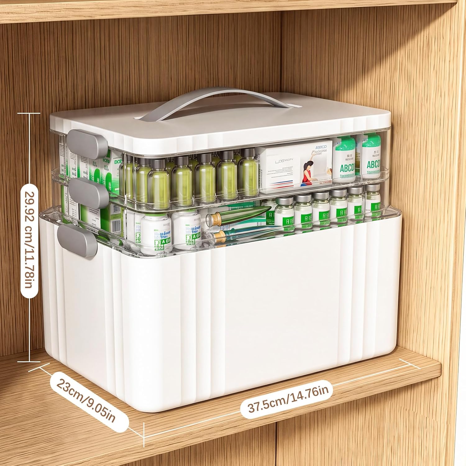 ARSTPEOE 3-Tier Medicine Organizer - Portable Medicine Cabinet with Handle