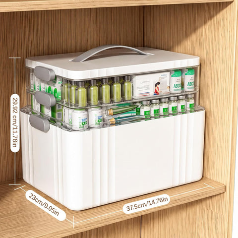 ARSTPEOE 3-Tier Medicine Organizer - Portable Medicine Cabinet with Handle