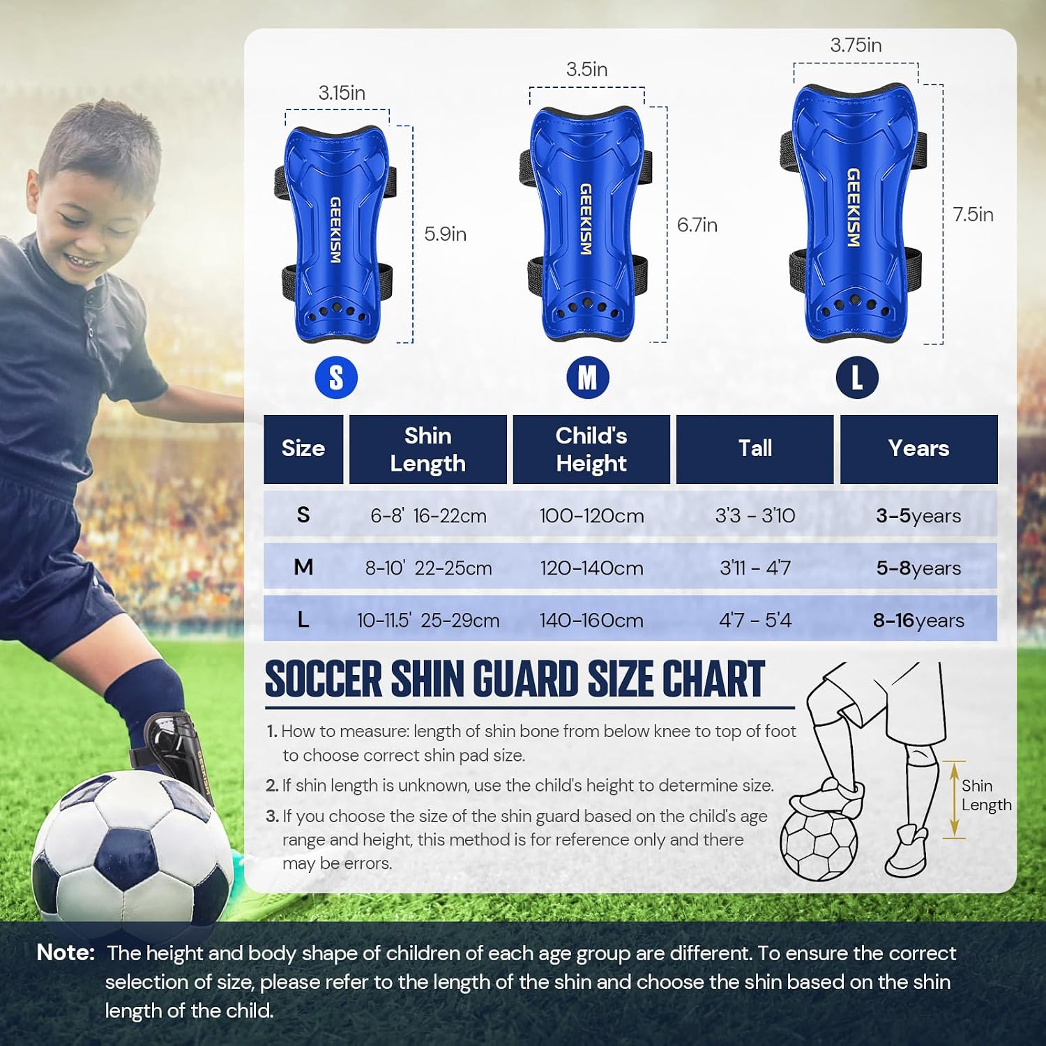 Soccer Shin Guards for Youth Kids Toddler, Protective Soccer Shin Pads & Sleeves Equipment - Football Gear for 3 5 4-6 7-9 10-12 Years Old Children Teens Boys Girls