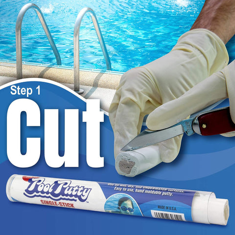Single-Stick 4 oz | Pool & Spa Repair | Easy for Anyone to DIY | Works Underwater or Above | Fix Cracks Leaks in Concrete, Fiberglass & Other Surfaces | by Atlas Minerals