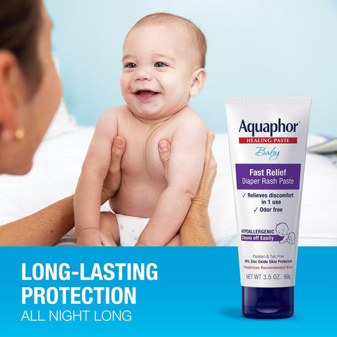 Aquaphor Baby Diaper Rash Paste with Zinc Oxide, Talc Free, 3.5 OZ