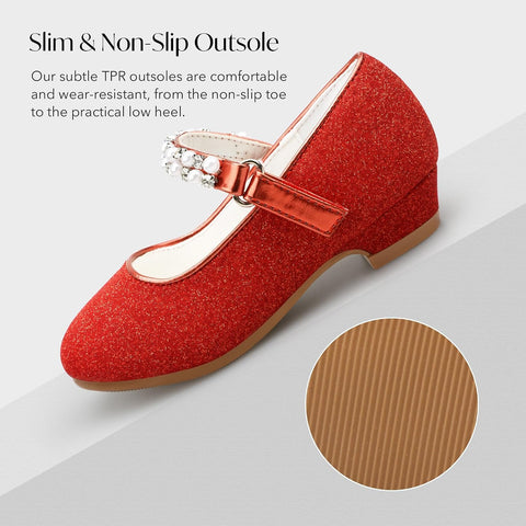 Stelle Girls Dress Shoes with Jeweled Strap for Wedding Flower Girl Party