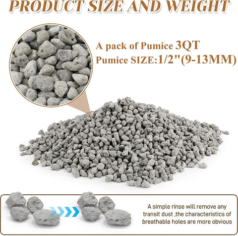 Pumice for Plants, 3QT(1/2") Horticultural Pumice Stone for Plants