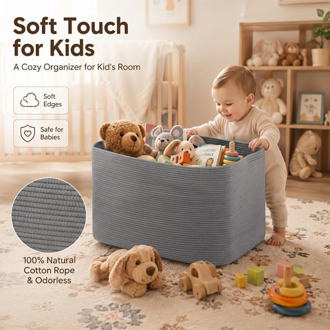 OIASKET 95L Extra Large Blanket Basket, 24" x 16.9" x 14.2" Woven Basket