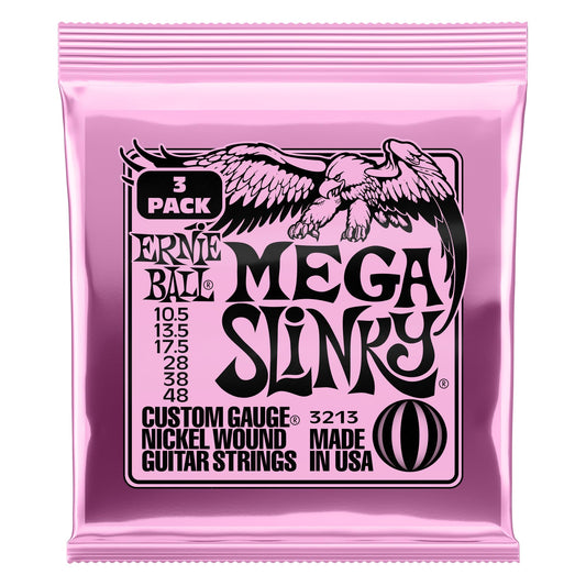 Ernie Ball Mega Slinky Nickel Wound Electric Guitar Strings 3-Pack - 10.5-48 Gauge