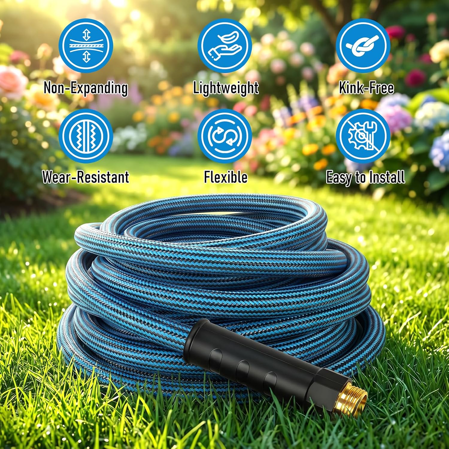 Garden Hose 25 ft, Non-Expanding Lightweight Kink-Free Flexible Water Hose