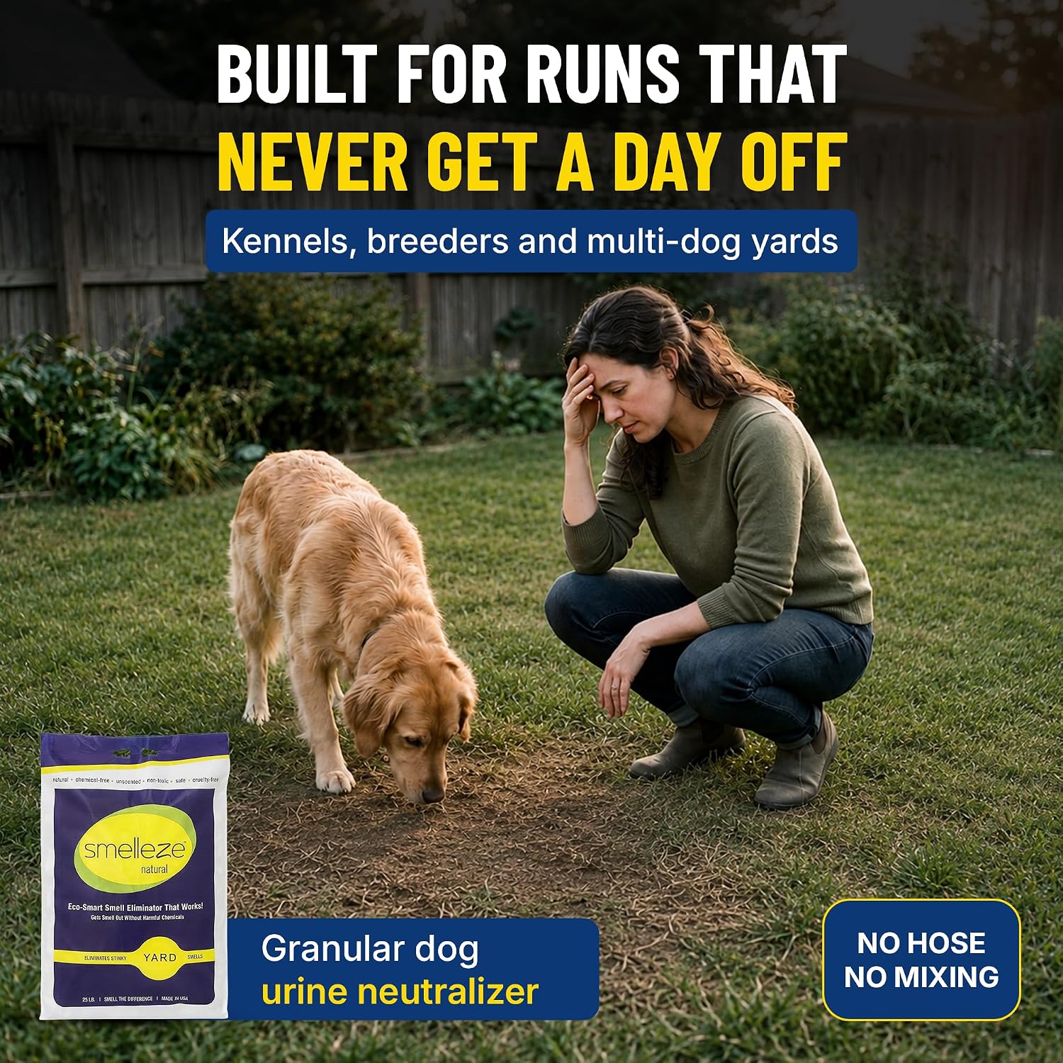 SMELLEZE Yard & Outdoor Pet Urine Odor Absorber Granules, 25 lb