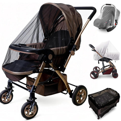 Sysmie 2PCS Baby Stroller Mosquito Net,Durable Mesh Protection,Black+White