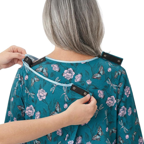 Silverts Women's Adaptive Open Back Gown, Assisted Dressing Nightgown