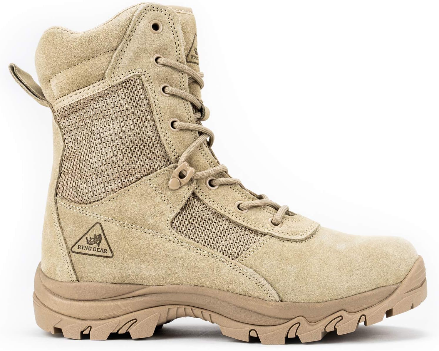 RYNO GEAR Men's Military & Tactical Boots—CoolMax Tactical Combat Military Boots—Utility Outdoor Hiking Assault Leather Work Boots (Tan/Coyote/Black)