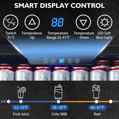 Kalamera 24 inch Stainless Steel Beverage Refrigerator, Outdoor Mini Fridge