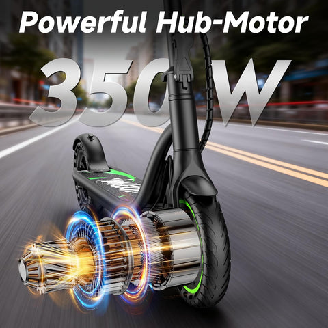VOLPAM Electric Scooter, 350W/500W Motor, 21/28/40 Miles Long Range, 19 MPH Max Speed, 8.5" Solid Tire, Lightweight EScooter with Dual Brakes & Lights, APP