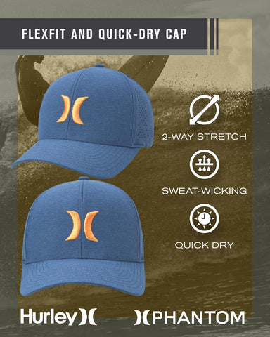 Hurley Mens Flexfit Quick-Dry Phantom Curved Baseball Cap
