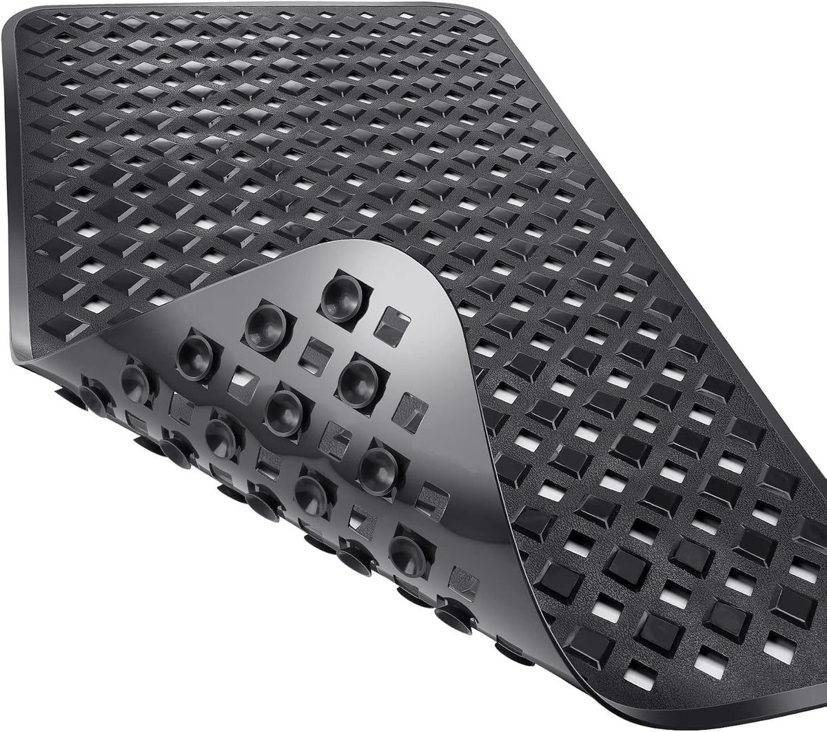 Yimobra Bathtub Mat Non Slip, Shower Mat with Strong Suction Cups & Drain Holes, 28"X16", Anti Slip Bath Tub Mat for Inside Shower, Machine Washable Fast Drying, Bathroom Essentials, Black