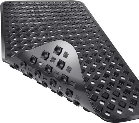 Yimobra Bathtub Mat Non Slip, Shower Mat with Strong Suction Cups & Drain Holes, 28"X16", Anti Slip Bath Tub Mat for Inside Shower, Machine Washable Fast Drying, Bathroom Essentials, Black
