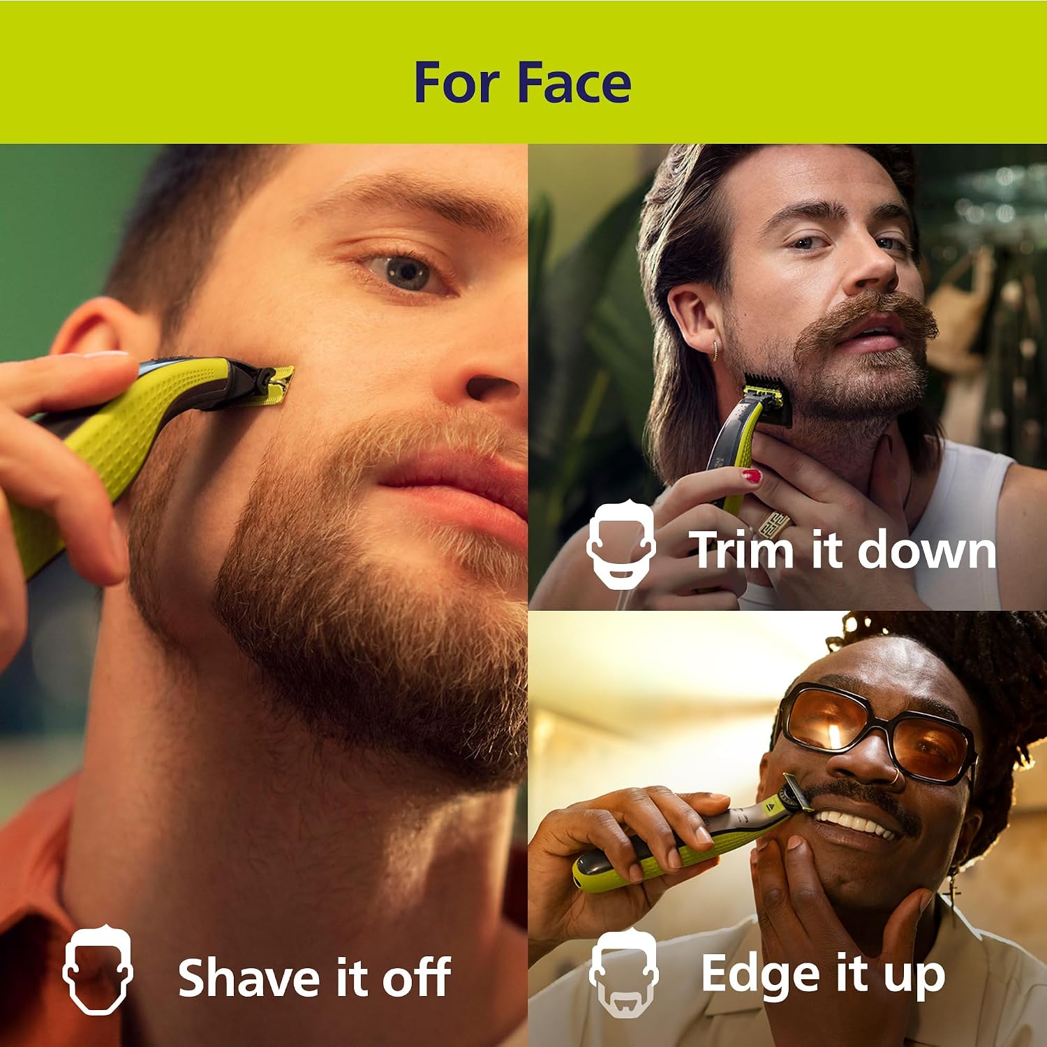 Philips Norelco OneBlade 360 Hybrid Face + Body Trimmer and Shaver | 360 Blade Technology, 100% Showerproof, Stainless Steel Blade Lasts up to 4 months, Body Kit, 60-Min Runtime, QP2834/70