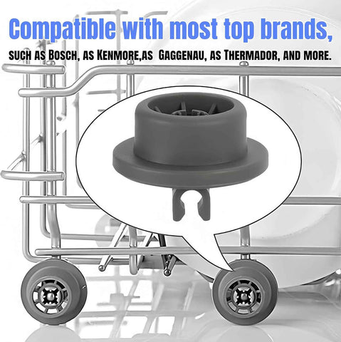 8-Pack Dishwasher Wheels Replacement Parts, 165314 Lower Rack Rollers for Bosch, for Kenmore, for Gaggenau, for Thermador Dishwasher Accessories (Gray-8)