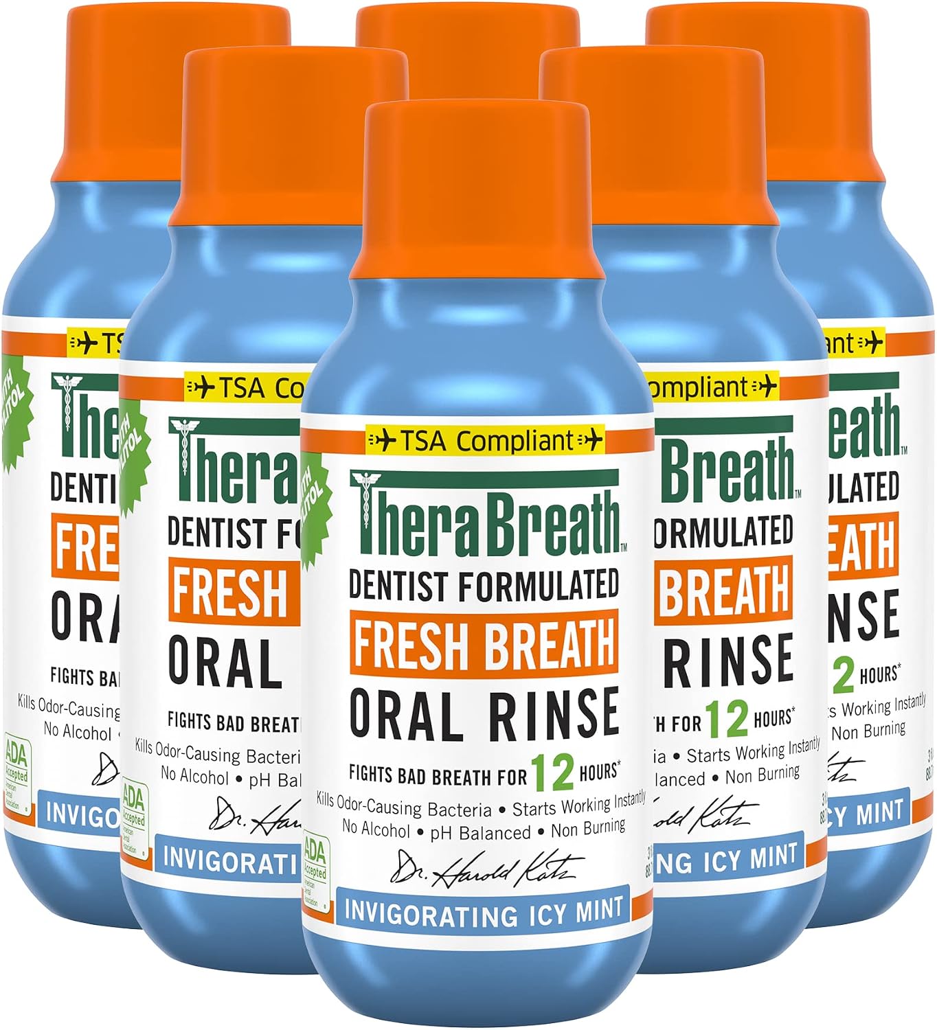 TheraBreath Fresh Breath Mouthwash, Mild Mint Flavor, Alcohol-Free, 16 Fl Oz (2-Pack)