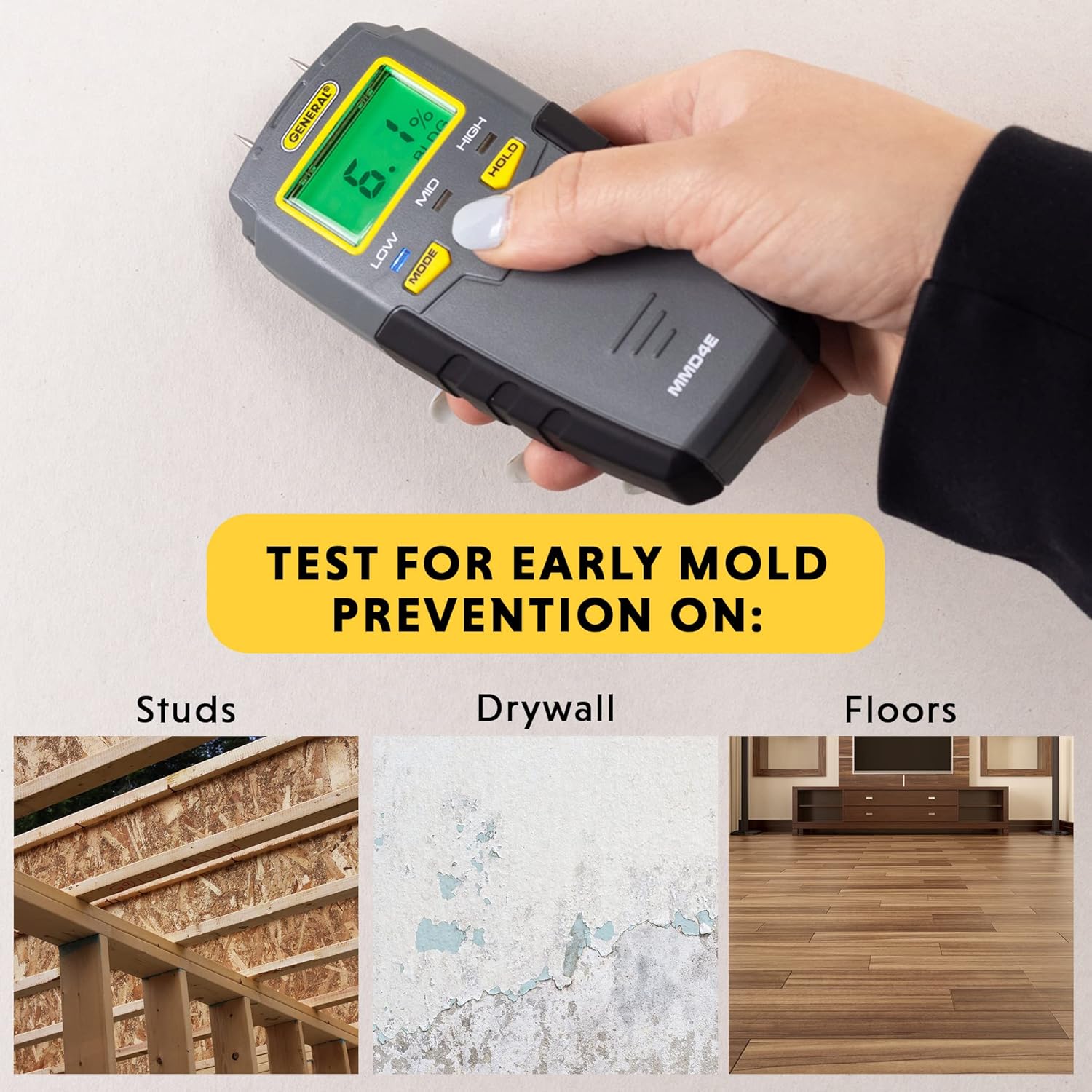 General Tools MMD4E Moisture Meter for Wood, Walls & Water Leak Detection