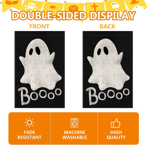 Halloween Ghost Garden Flag 12x18 Inch, Double Sided Holiday Flag